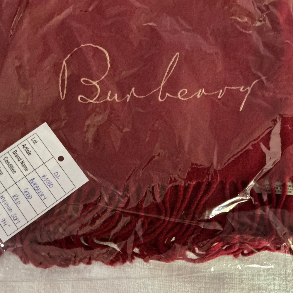 Brand New Genuine Burberry Scarf Cashmere Embroidered Lettering from UK 74”